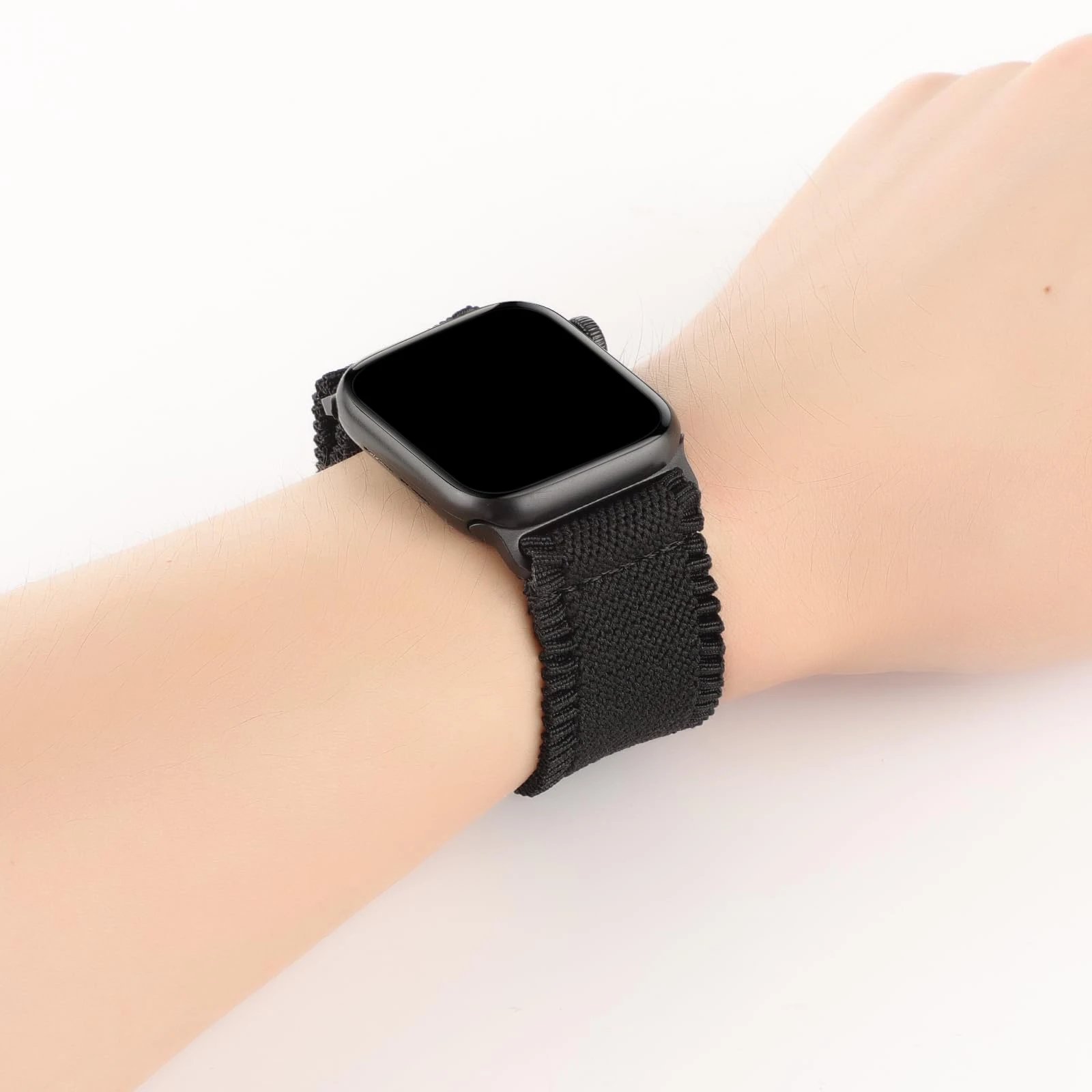 Woman Lace Elastic Nylon Band Compatible with Apple Watch Dial Of 38/40/41mm 42/44/45/46/49mm, Soft Solo Loop Wristband