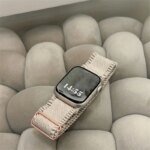 Woman Lace Elastic Nylon Band Compatible with Apple Watch Dial Of 38/40/41mm 42/44/45/46/49mm, Soft Solo Loop Wristband - Image 5