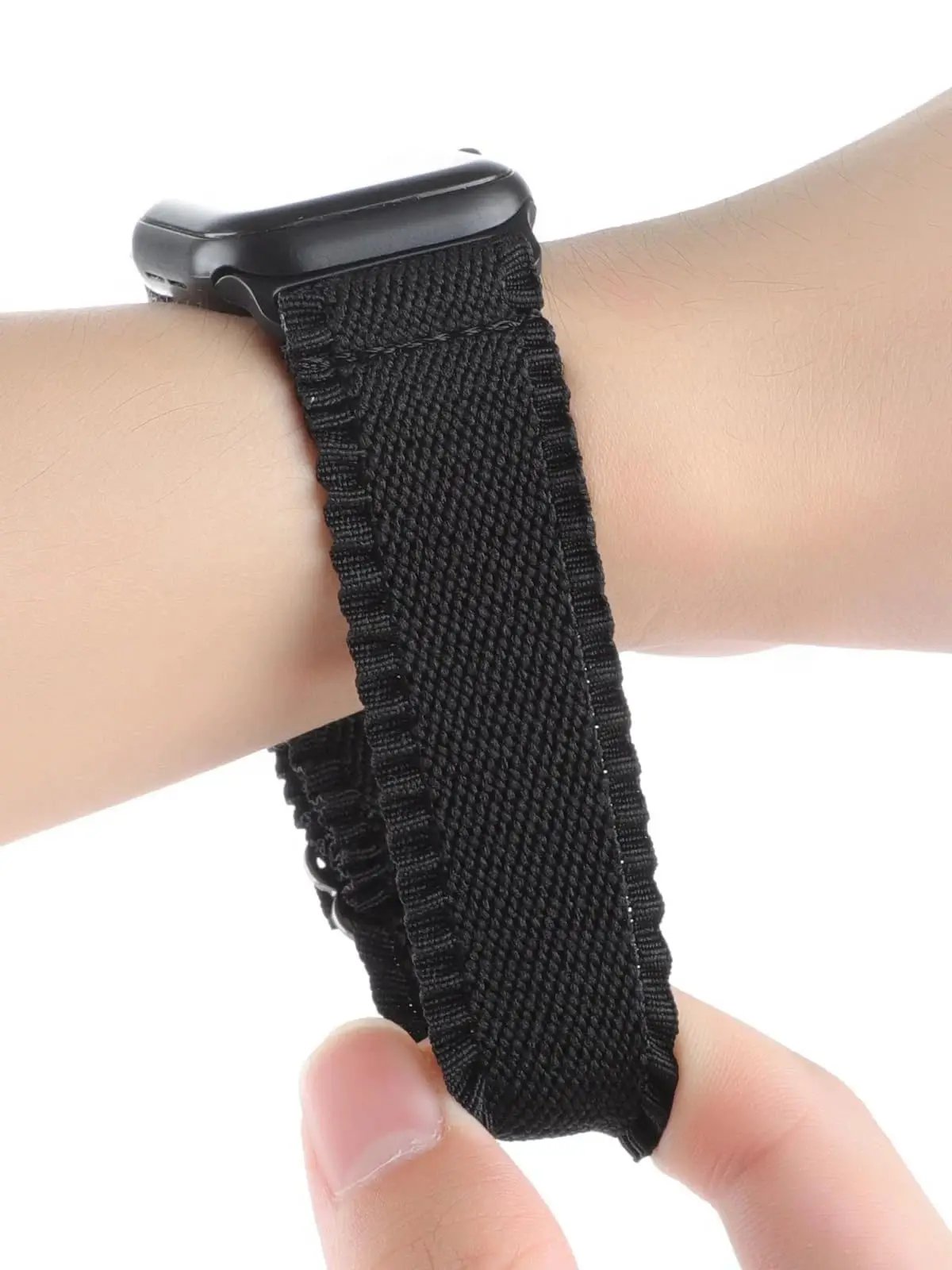 Woman Lace Elastic Nylon Band Compatible with Apple Watch Dial Of 38/40/41mm 42/44/45/46/49mm, Soft Solo Loop Wristband