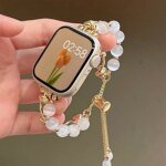 New Beads Metal Link Strap For Apple Watch Band For Women 38mm 40mm 41mm 42mm 44mm 45mm 46mm 49mm