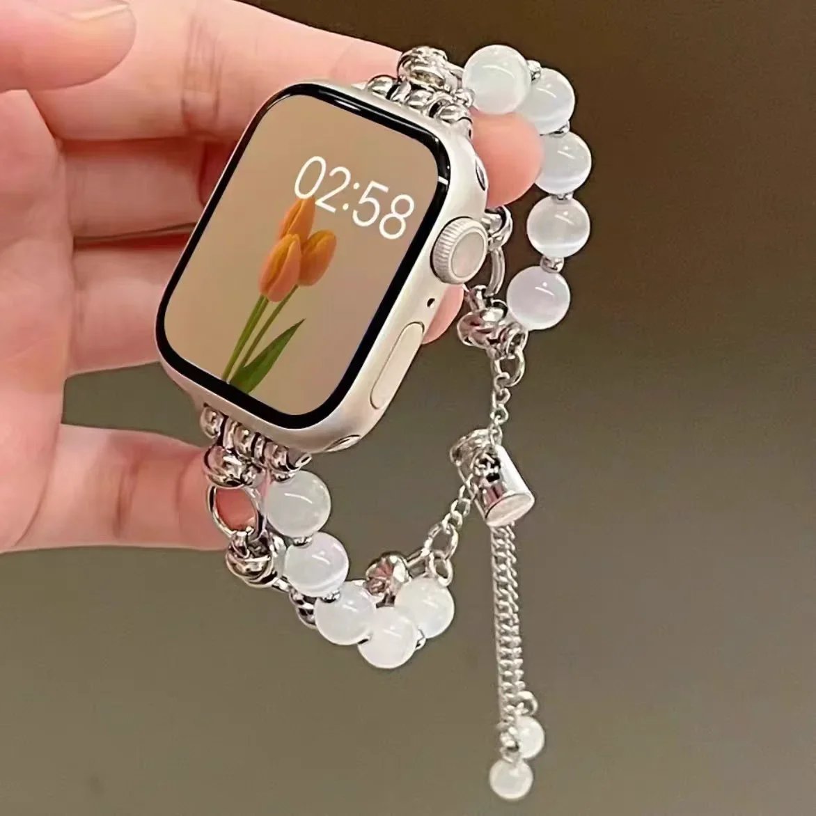 New Beads Metal Link Strap For Apple Watch Band For Women 38mm 40mm 41mm 42mm 44mm 45mm 46mm 49mm New Beads Metal Link Strap For Apple Watch Band For Women 38mm 40mm 41mm 42mm 44mm 45mm 46mm 49mm