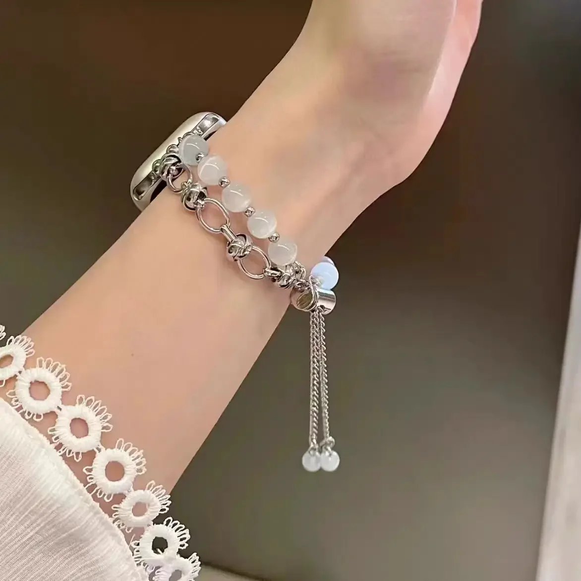 New Beads Metal Link Strap For Apple Watch Band For Women 38mm 40mm 41mm 42mm 44mm 45mm 46mm 49mm New Beads Metal Link Strap For Apple Watch Band For Women 38mm 40mm 41mm 42mm 44mm 45mm 46mm 49mm