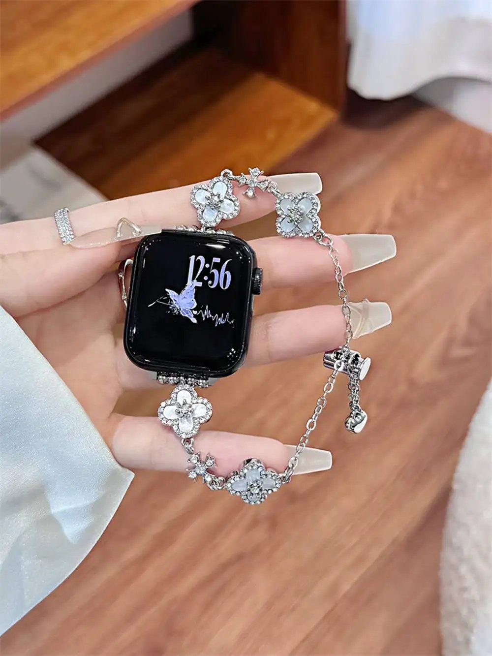 Fashion Bling elegant Metal bracelet For Apple Watch band link women Series 8/7/6/10/9 40mm 41mm 44mm 45mm 46mm Strap