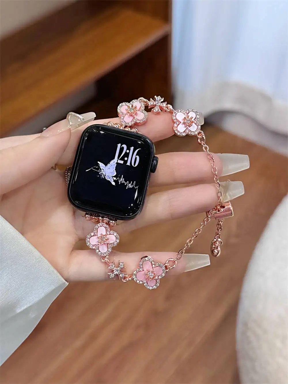 Fashion Bling elegant Metal bracelet For Apple Watch band link women Series 8/7/6/10/9 40mm 41mm 44mm 45mm 46mm Strap