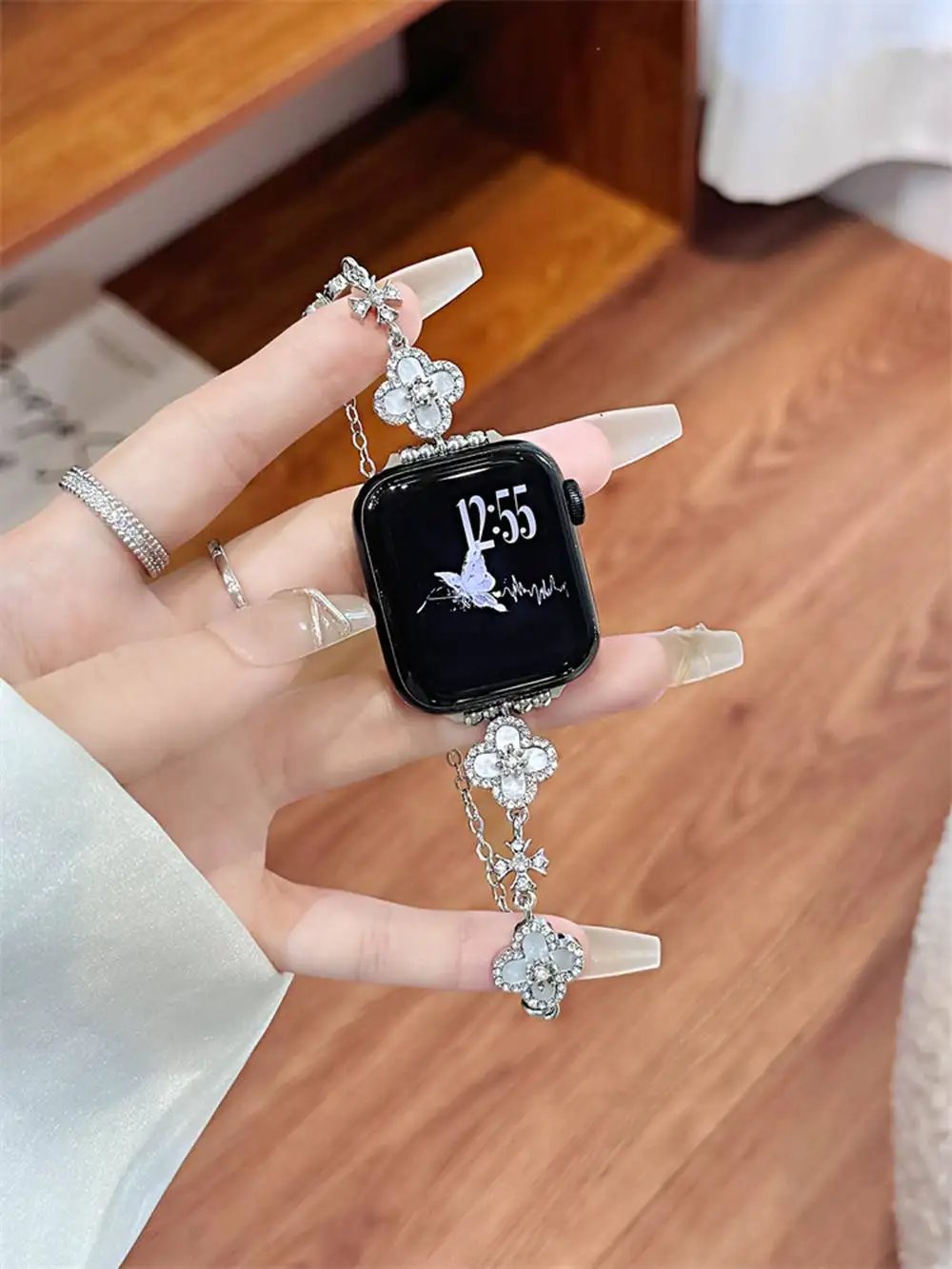 Fashion Bling elegant Metal bracelet For Apple Watch band link women Series 8/7/6/10/9 40mm 41mm 44mm 45mm 46mm Strap