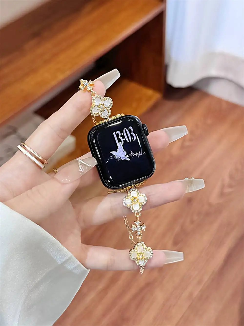 Fashion Bling elegant Metal bracelet For Apple Watch band link women Series 8/7/6/10/9 40mm 41mm 44mm 45mm 46mm Strap