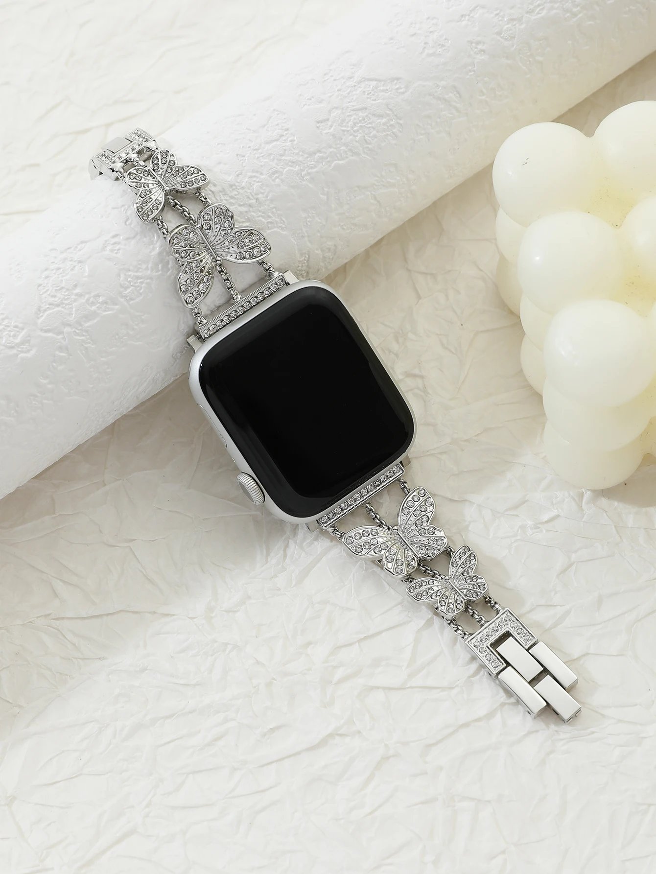 Metal Strap For Apple Watch Band Ultra 4mm 45mm 40mm 41mm 49mm Bling Butterfly Bracelet Chain for iWatch Series 9 8 7 6 5 SE 4 3