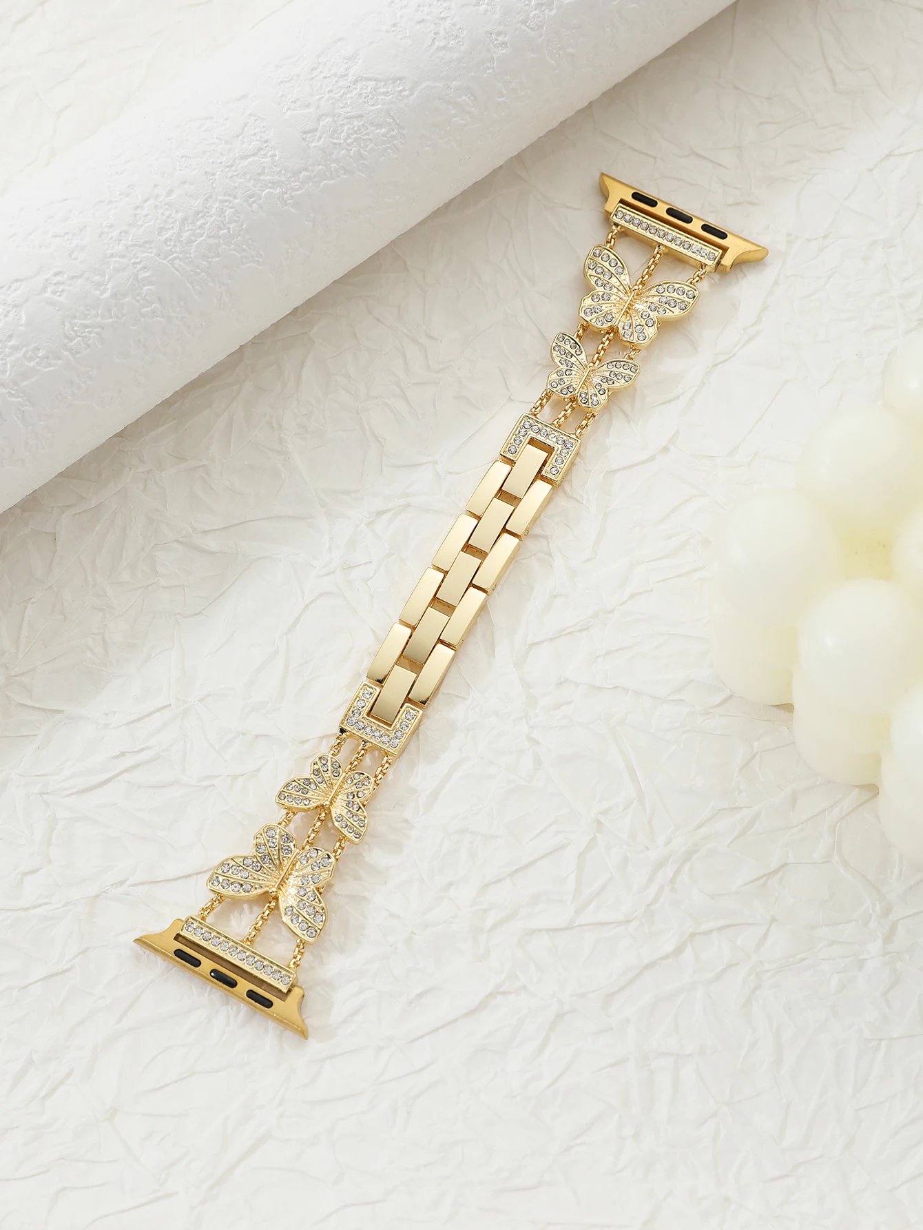 Metal Strap For Apple Watch Band Ultra 4mm 45mm 40mm 41mm 49mm Bling Butterfly Bracelet Chain for iWatch Series 9 8 7 6 5 SE 4 3