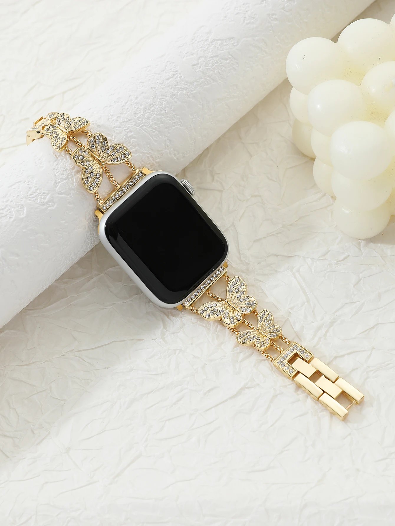 Metal Strap For Apple Watch Band Ultra 4mm 45mm 40mm 41mm 49mm Bling Butterfly Bracelet Chain for iWatch Series 9 8 7 6 5 SE 4 3