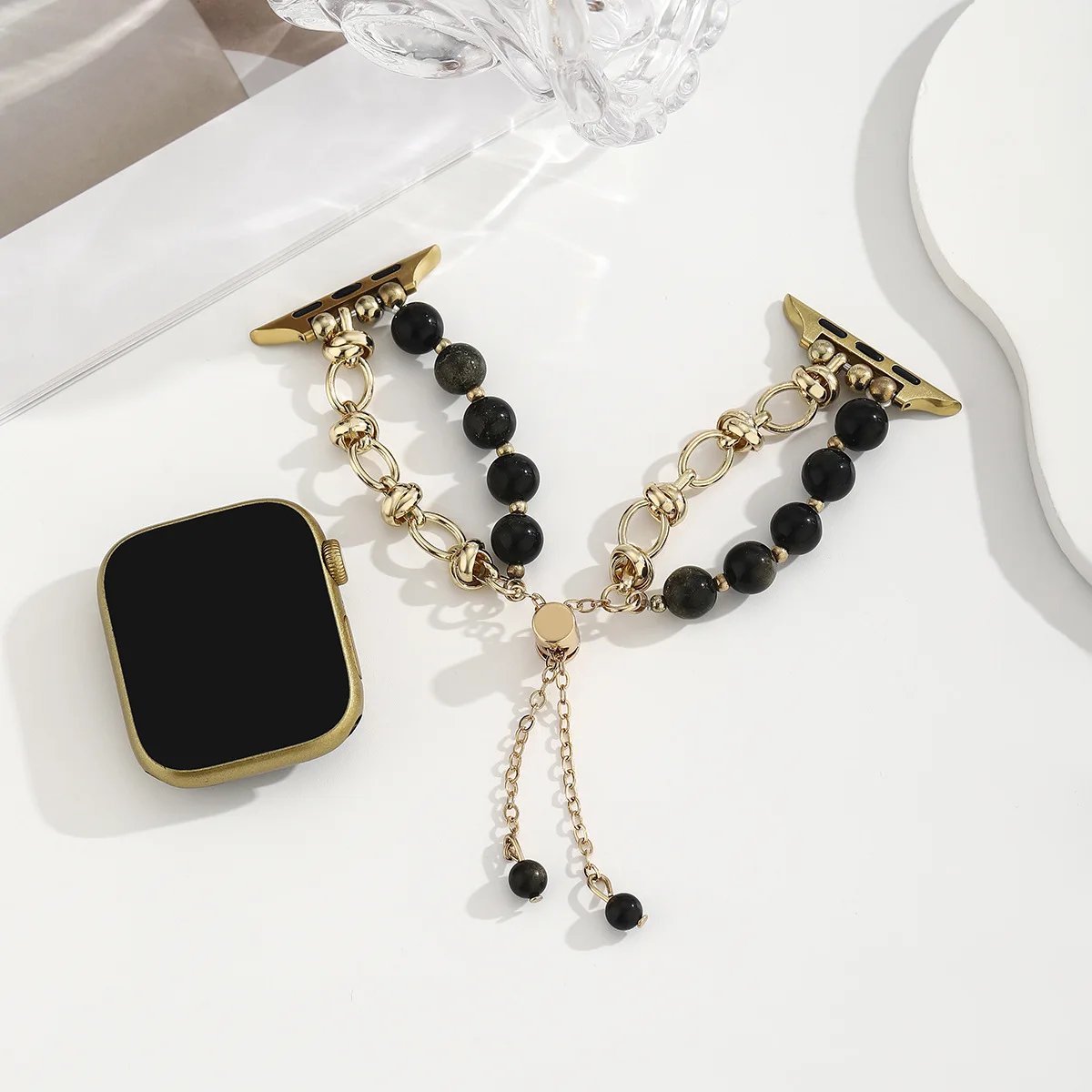 Nice Beads Metal Link Strap For Apple Watch Band Women 38mm 40mm 41mm 42mm 44mm 45mm 46mm 49mm Nice Beads Metal Link Strap For Apple Watch Band Women 38mm 40mm 41mm 42mm 44mm 45mm 46mm 49mm