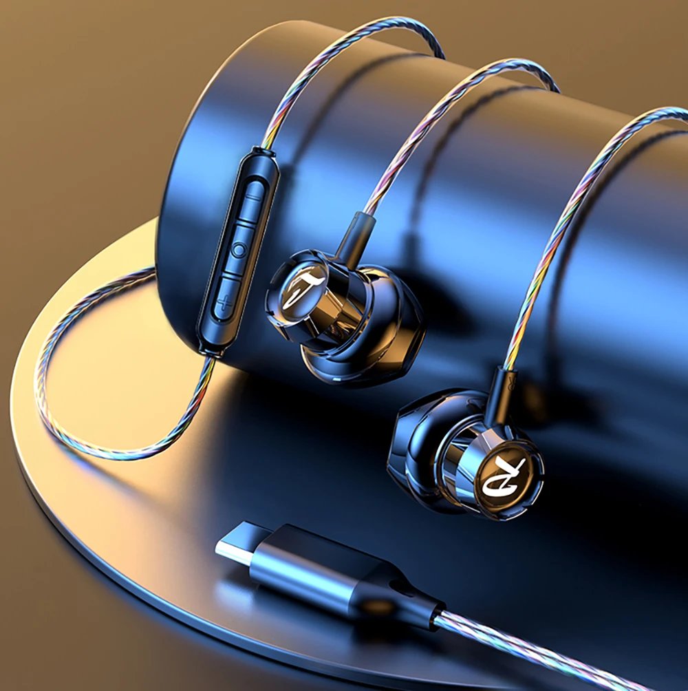 Samsung USB Type C Wired Earphones Bass Stereo With Mic HiFi 3.5mm For Galaxy iPhone 17 16 15 Pro Air Gaming Earphones