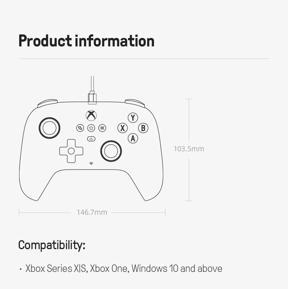 8BitDo Ultimate C Wired Gaming Controller for Xbox, RGB Lighting Fire Ring and Hall Effect Joysticks, Windows 10/11