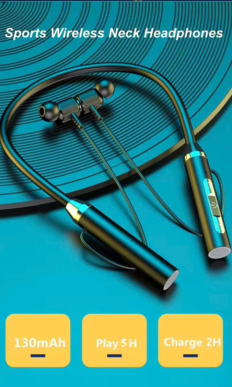 Neckband Wireless Bluetooth Headphones Gaming Stereo Sports Headset Halter Waterproof Magnetic Earbud with LED Display Neckband Wireless Bluetooth Headphones Gaming Stereo Sports Headset Halter Waterproof Magnetic Earbud with LED Display