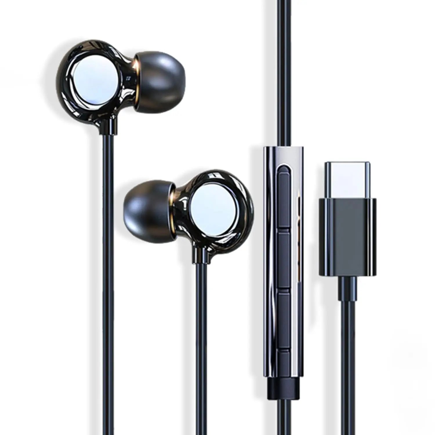 Ceramic Wired  Headphones USB Type C 3.5mm HIFI Stereo Sport Music Earphones With Microphone Earbud For Samsung iPhone 16 Xiaomi