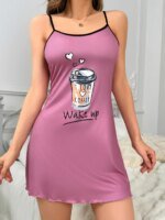 New style halter pajamas Home wear for women's casual pajamas casual skirt cute nightdress coffee pattern - Image 4