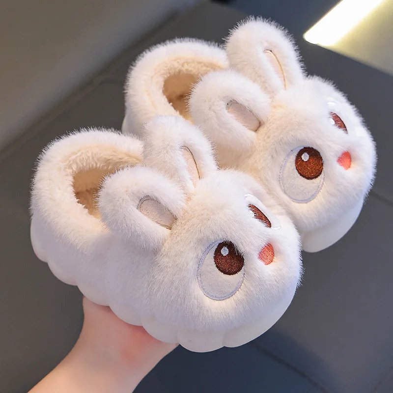 Children's Rabbit Cotton Slippers, Anti-slip, Warm, Indoor, Home, Parent and Child, Baby Shoes, Winter