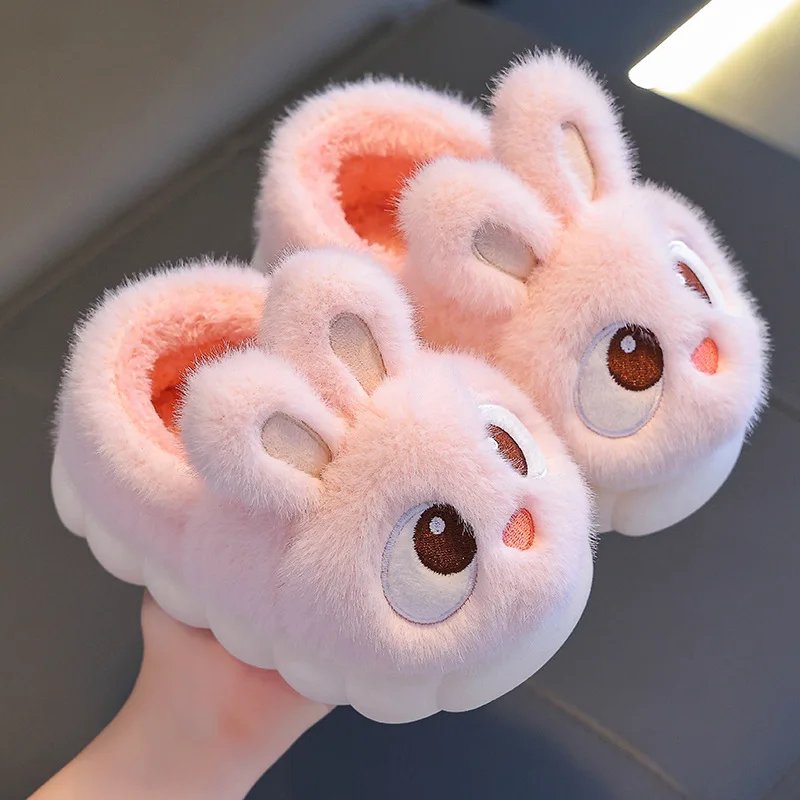 Children's Rabbit Cotton Slippers, Anti-slip, Warm, Indoor, Home, Parent and Child, Baby Shoes, Winter