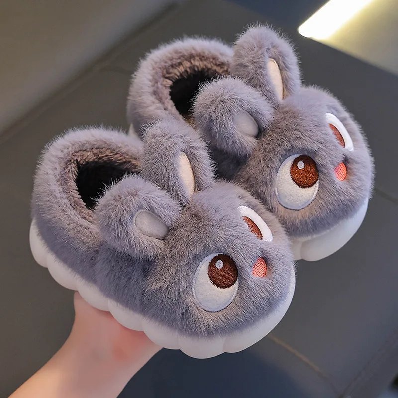 Children's Rabbit Cotton Slippers, Anti-slip, Warm, Indoor, Home, Parent and Child, Baby Shoes, Winter