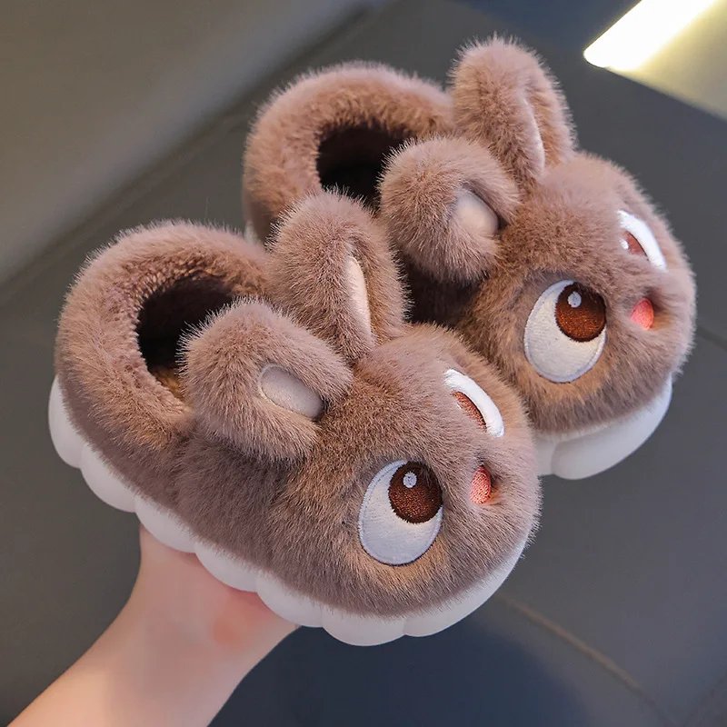 Children's Rabbit Cotton Slippers, Anti-slip, Warm, Indoor, Home, Parent and Child, Baby Shoes, Winter