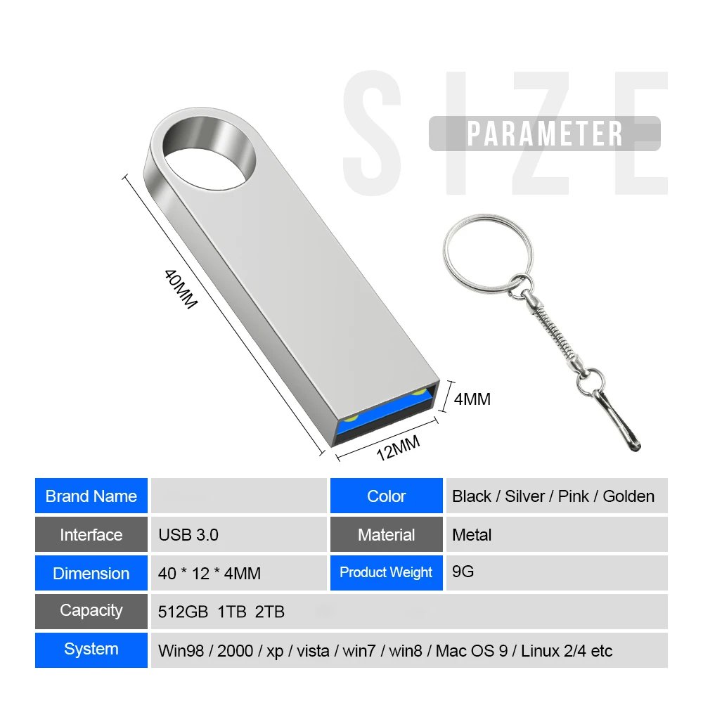 New 2026 Metal Pen Drive 2TB Cle Usb Flash Drives 1TB High Speed Pendrive 512TB 128GB Memoria Usb 3.0 For xiaomi mijia equipment