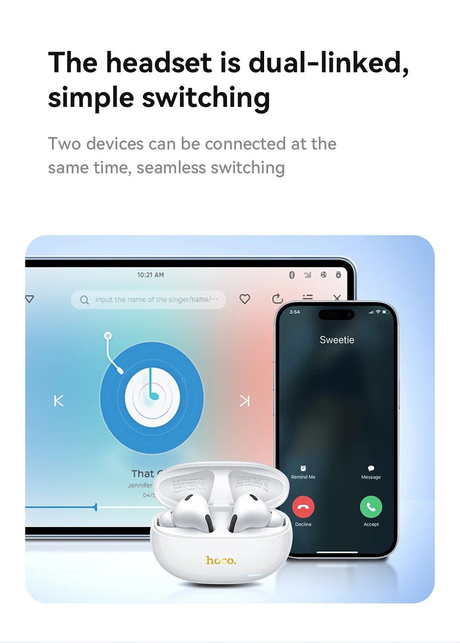 HOCO EW60 TWS Bluetooth Wireless Headphones - Waterproof Touch Control Earbuds with HD Mic for Smartphones HOCO EW60 TWS Bluetooth Wireless Headphones - Waterproof Touch Control Earbuds with HD Mic for Smartphones