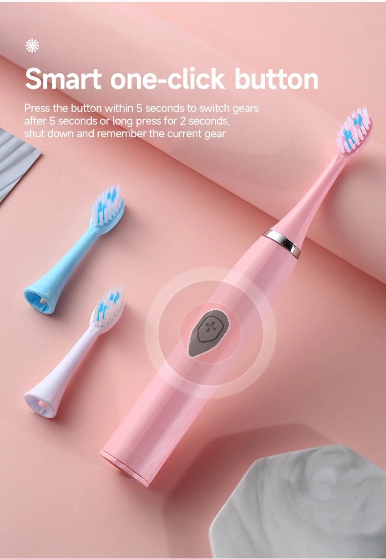 Soft DuPont Bristle Electric Toothbrush for Adults  Portable Battery Endurance IPX6 Waterproof Intelligent Effective Oral Care