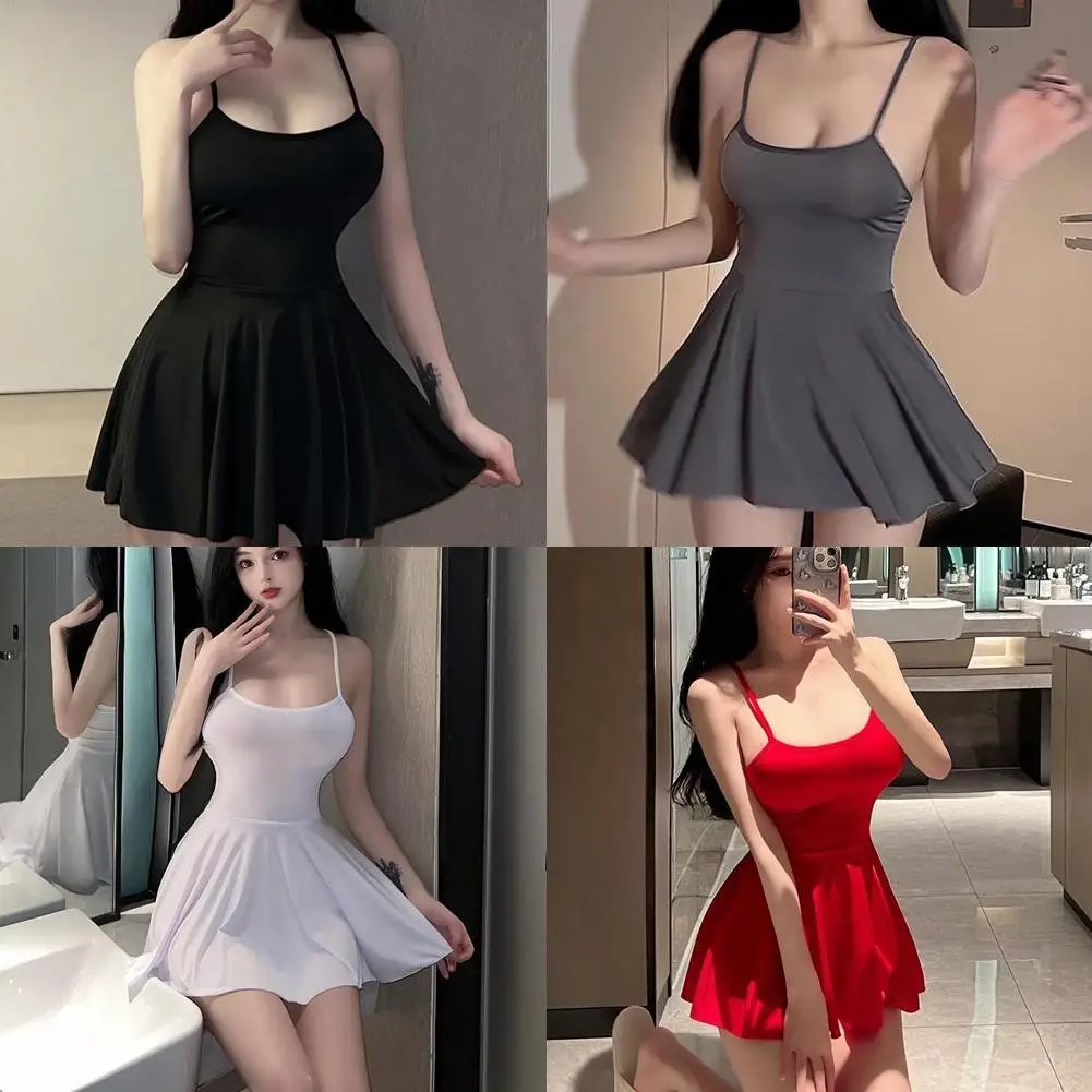 Women Pleated Micro MINI Dress Bandage Smooth Uniform Slip Mini Dress Night Club Outfits Allure Ruffled Dress Backless