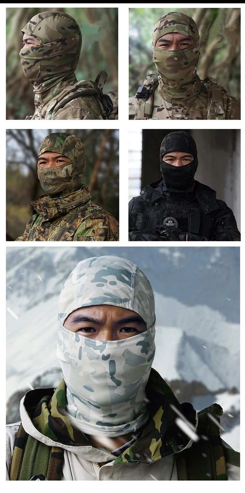 Camouflage Balaclava Hat Cycling Full Face Mask Outdoor Sports Hunting Hiking Ski Mask Motorcycle Helmet Inner Cap