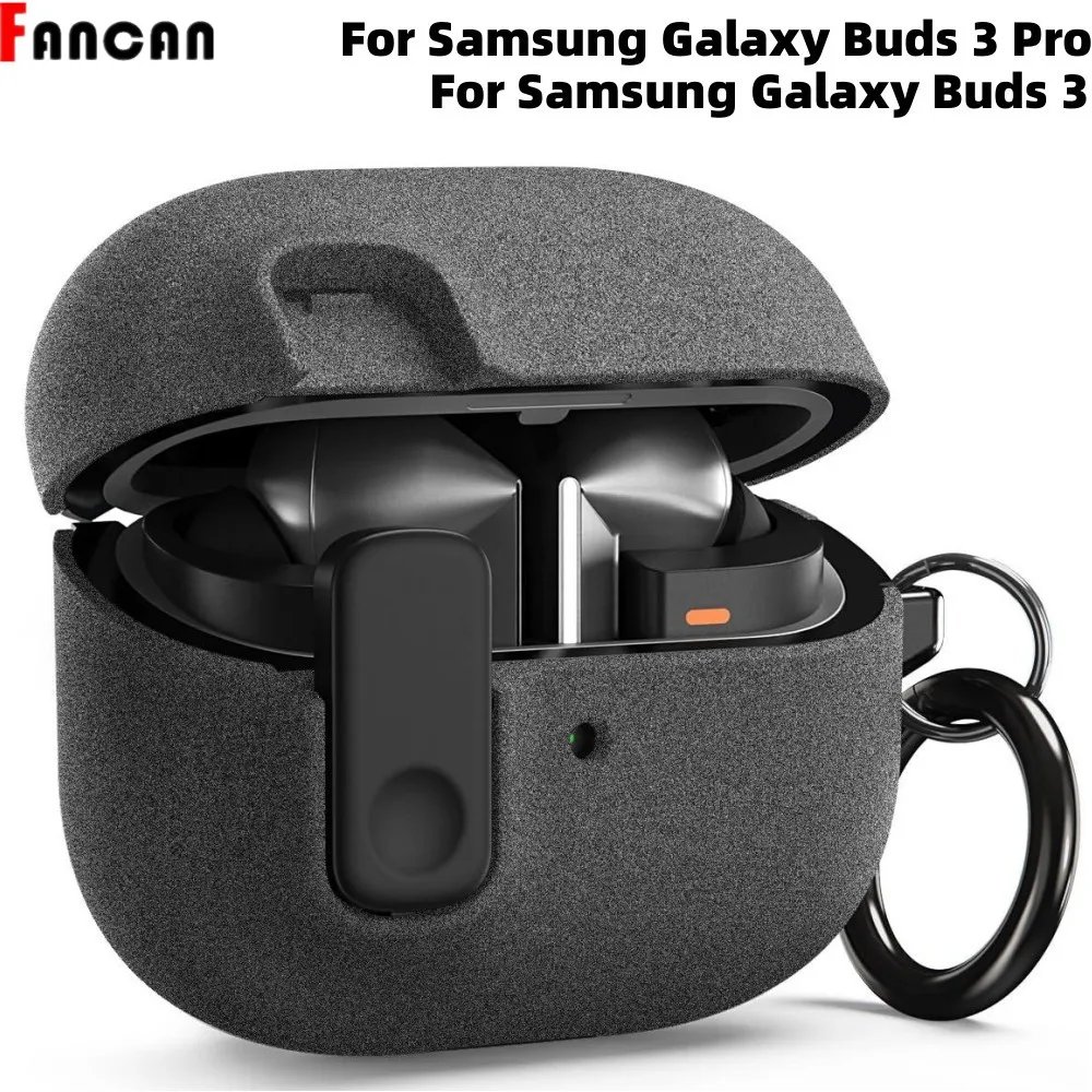 Samsung Galaxy Buds 3/3Pro Case with Secure Lock Shockproof for Samsung Galaxy Buds 3 Cute Protective Cover(Sand Stone)