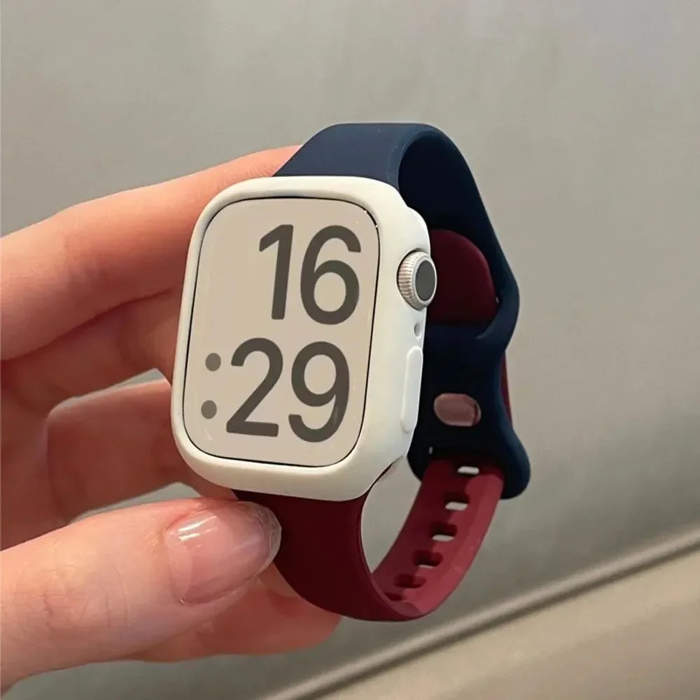 Case + Silicone Strap for Apple Watch Band 46mm 42mm 10 9 8 7 41 45 49mm Sport Watch Band for IWatch Series 6 SE5 4 3 2 1 38 42MM