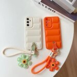 Luxury Down Jacket Sunflower Wrist Strap Case for Samsung Galaxy S25 S24 Ultra S23 S22 Plus S21 FE A56 A55 A54 A16 A35 A15 Cover - Image 4