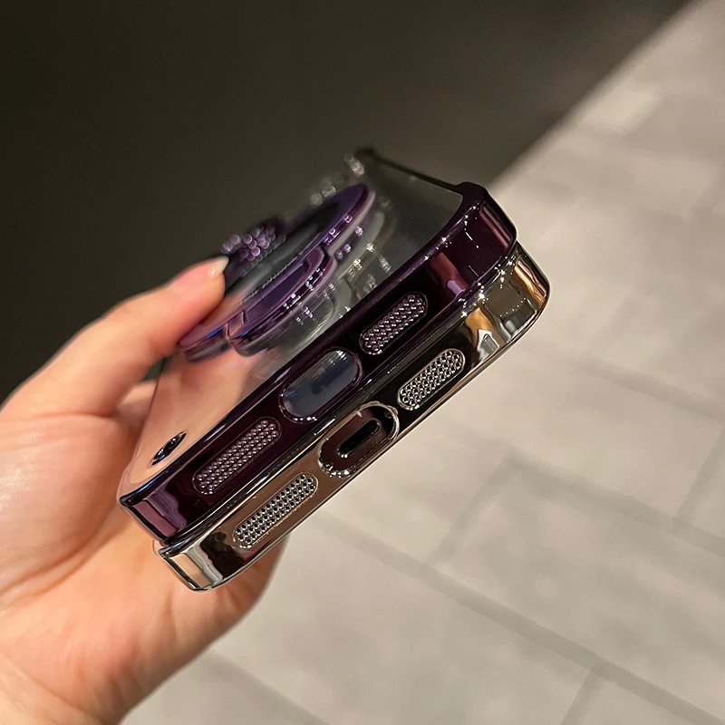 Ultra Thin Borderless Magsafe Case For iPhone 14 16 13 12 11 15 17 Pro Max Air Folding Holder Camera Protector Clear Hard Cover