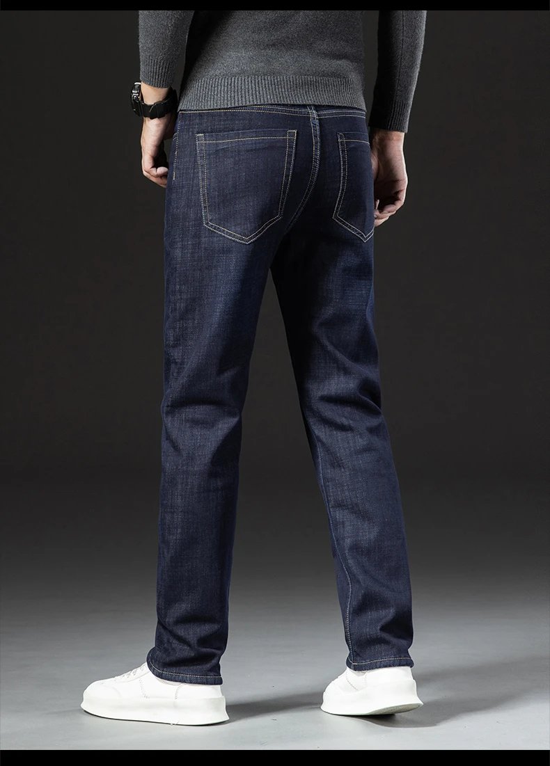 Winter Lamb Fluff Denim Straight Pants Men Thicken Big Size 40 Jeans High Waist Stretch Jeansy Fleece Lined Warm Slim Vaqueros Winter Lamb Fluff Denim Straight Pants Men Thicken Big Size 40 Jeans High Waist Stretch Jeansy Fleece Lined Warm Slim Vaqueros