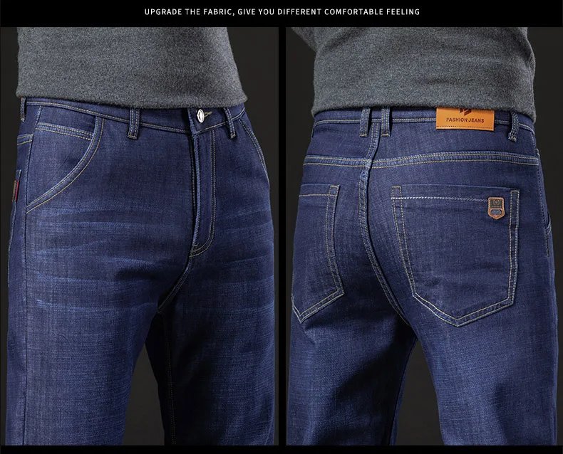 Winter Lamb Fluff Denim Straight Pants Men Thicken Big Size 40 Jeans High Waist Stretch Jeansy Fleece Lined Warm Slim Vaqueros Winter Lamb Fluff Denim Straight Pants Men Thicken Big Size 40 Jeans High Waist Stretch Jeansy Fleece Lined Warm Slim Vaqueros