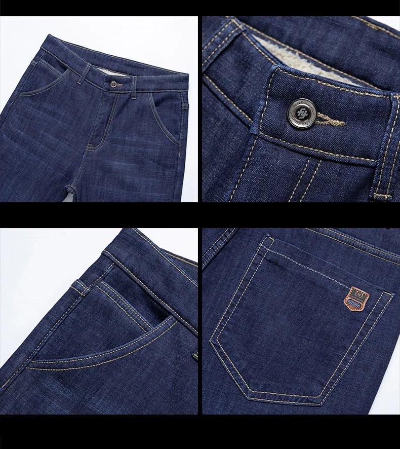 Winter Lamb Fluff Denim Straight Pants Men Thicken Big Size 40 Jeans High Waist Stretch Jeansy Fleece Lined Warm Slim Vaqueros Winter Lamb Fluff Denim Straight Pants Men Thicken Big Size 40 Jeans High Waist Stretch Jeansy Fleece Lined Warm Slim Vaqueros