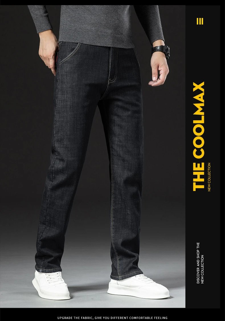 Winter Lamb Fluff Denim Straight Pants Men Thicken Big Size 40 Jeans High Waist Stretch Jeansy Fleece Lined Warm Slim Vaqueros Winter Lamb Fluff Denim Straight Pants Men Thicken Big Size 40 Jeans High Waist Stretch Jeansy Fleece Lined Warm Slim Vaqueros