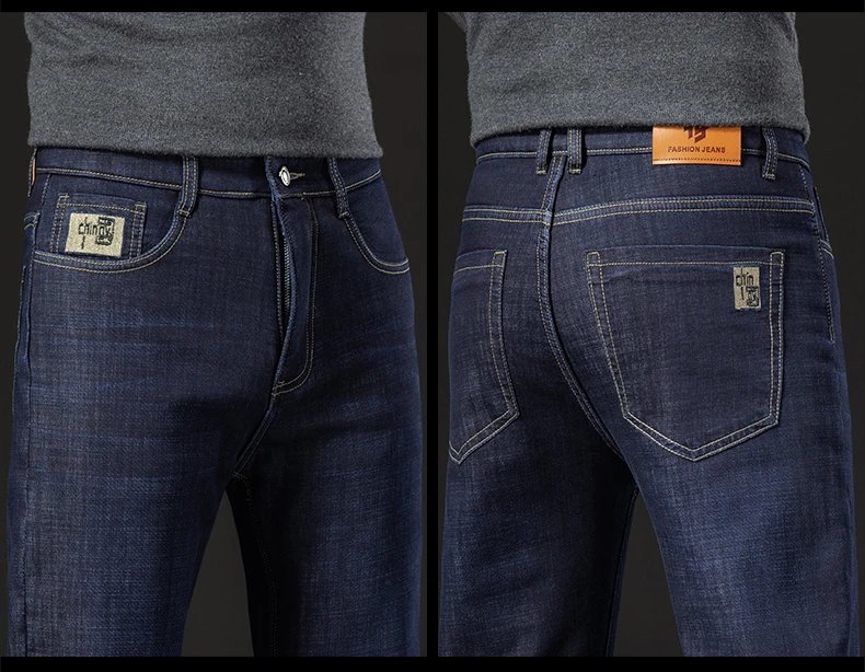 Winter Lamb Fluff Denim Straight Pants Men Thicken Big Size 40 Jeans High Waist Stretch Jeansy Fleece Lined Warm Slim Vaqueros Winter Lamb Fluff Denim Straight Pants Men Thicken Big Size 40 Jeans High Waist Stretch Jeansy Fleece Lined Warm Slim Vaqueros