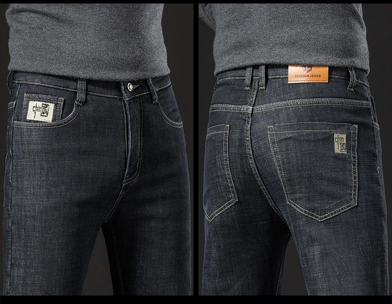 Winter Lamb Fluff Denim Straight Pants Men Thicken Big Size 40 Jeans High Waist Stretch Jeansy Fleece Lined Warm Slim Vaqueros Winter Lamb Fluff Denim Straight Pants Men Thicken Big Size 40 Jeans High Waist Stretch Jeansy Fleece Lined Warm Slim Vaqueros