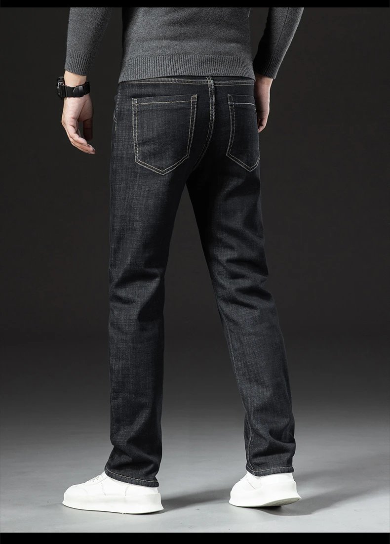 Winter Lamb Fluff Denim Straight Pants Men Thicken Big Size 40 Jeans High Waist Stretch Jeansy Fleece Lined Warm Slim Vaqueros Winter Lamb Fluff Denim Straight Pants Men Thicken Big Size 40 Jeans High Waist Stretch Jeansy Fleece Lined Warm Slim Vaqueros