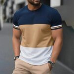 Summer new men's round-neck printed T-shirt, Harajuku street sporty casual men's short-sleeved plus comfortable top