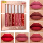 6-Color Lip Gloss CAKAILA Lipstick Set Liquid Matte Velvet Matte Women's Makeup Long-lasting Waterproof Non-stick Cup Non-fade