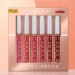 6-Color Lip Gloss CAKAILA Lipstick Set Liquid Matte Velvet Matte Women's Makeup Long-lasting Waterproof Non-stick Cup Non-fade - Image 3