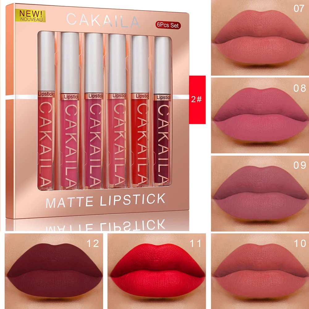 6-Color Lip Gloss CAKAILA Lipstick Set Liquid Matte Velvet Matte Women's Makeup Long-lasting Waterproof Non-stick Cup Non-fade 6-Color Lip Gloss CAKAILA Lipstick Set Liquid Matte Velvet Matte Women's Makeup Long-lasting Waterproof Non-stick Cup Non-fade