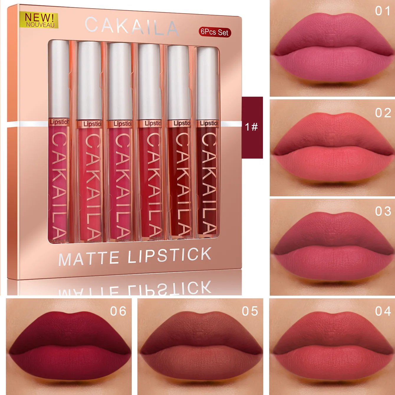 6-Color Lip Gloss CAKAILA Lipstick Set Liquid Matte Velvet Matte Women's Makeup Long-lasting Waterproof Non-stick Cup Non-fade 6-Color Lip Gloss CAKAILA Lipstick Set Liquid Matte Velvet Matte Women's Makeup Long-lasting Waterproof Non-stick Cup Non-fade
