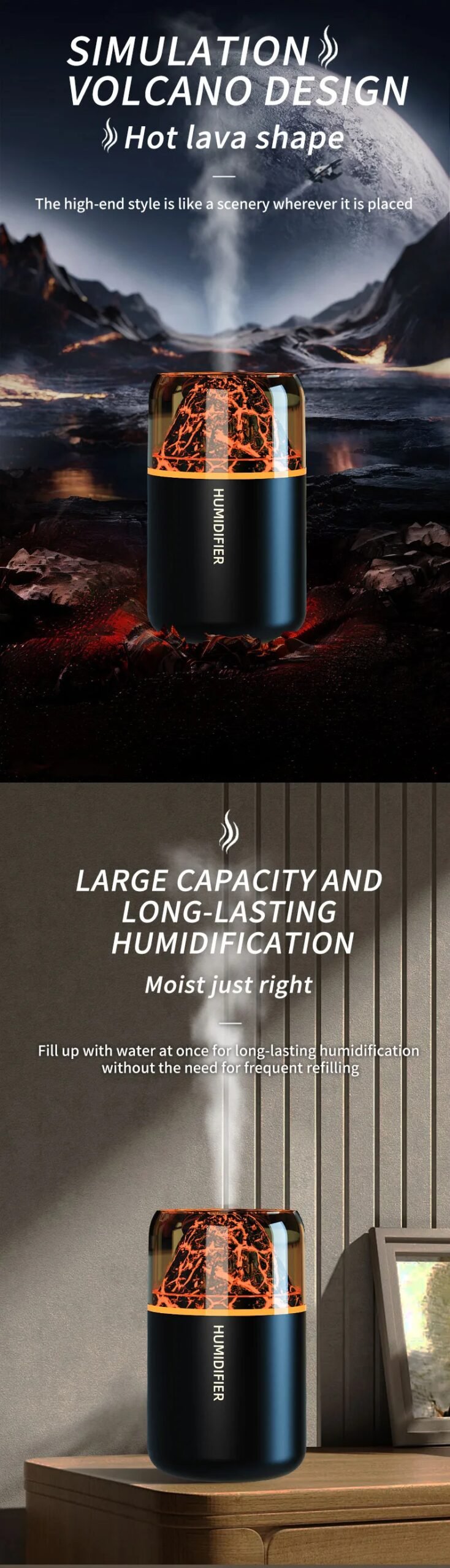 The simulated volcanic color lamp humidifier USB aromatherapy diffuser is suitable for use in cars, homes, bedrooms, as a gift, The simulated volcanic color lamp humidifier USB aromatherapy diffuser is suitable for use in cars, homes, bedrooms, as a gift,