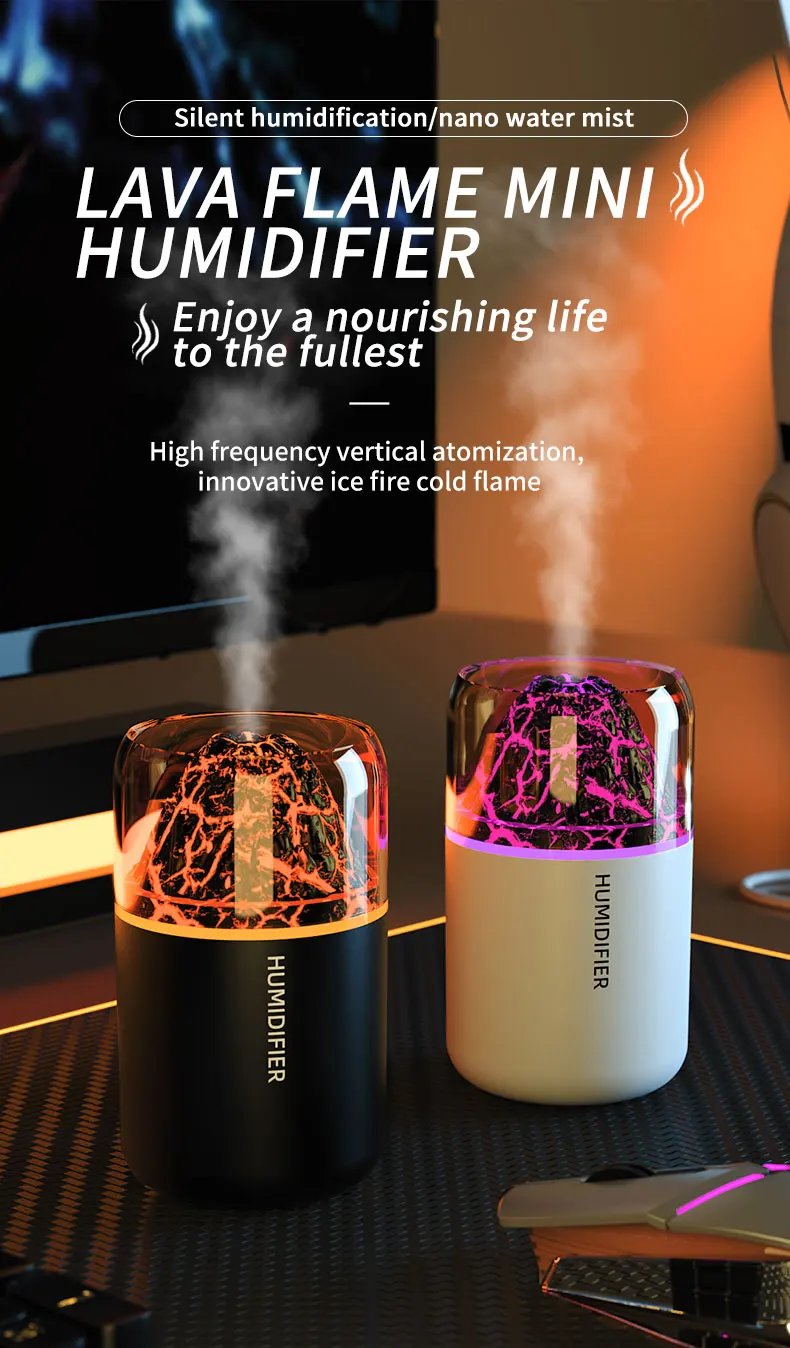 The simulated volcanic color lamp humidifier USB aromatherapy diffuser is suitable for use in cars, homes, bedrooms, as a gift, The simulated volcanic color lamp humidifier USB aromatherapy diffuser is suitable for use in cars, homes, bedrooms, as a gift,