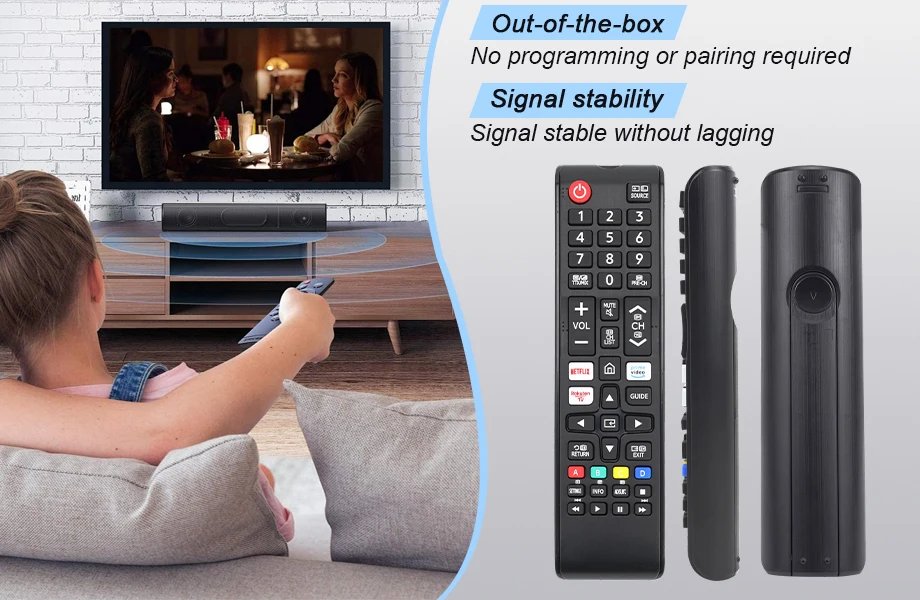 Universal Remote Control for Samsung Smart Tv, Control Replacement Fit for 4K Uhd Qled Hdtv Led Tvs, with Hulu Netflix Primevide Universal Remote Control for Samsung Smart Tv, Control Replacement Fit for 4K Uhd Qled Hdtv Led Tvs, with Hulu Netflix Primevide