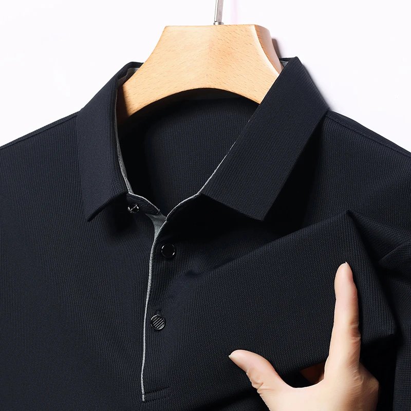 2025 New Men's Business Casual Short Sleeved Shirt Solid Color Polo Shirt Fashionable Breathable Comfortable Versatile Top