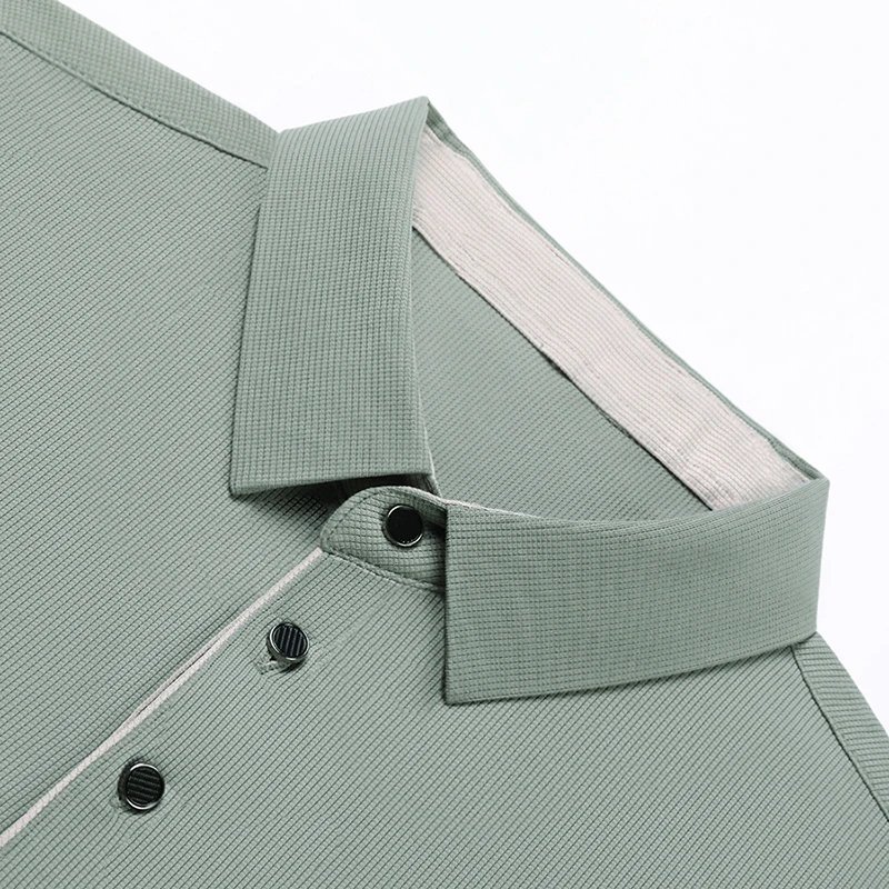 2025 New Men's Business Casual Short Sleeved Shirt Solid Color Polo Shirt Fashionable Breathable Comfortable Versatile Top