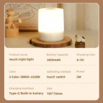 3 Modes Touch Night Lamp Dimming Bedroom Bedside Lamp USB Charging Night Light Ambient Light Soft Light Table Lamp For Kids Gift - Image 6